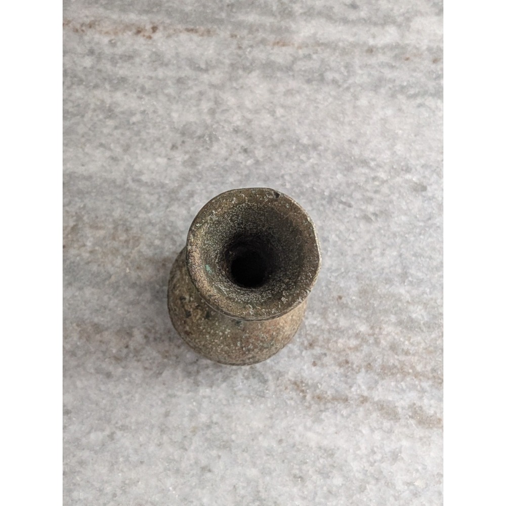 Vtg Primitive Metal Single Vase with Patina,‎ 4in - Picture 5 of 8